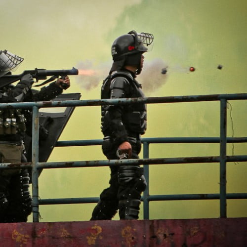 Protestas fotografia policias